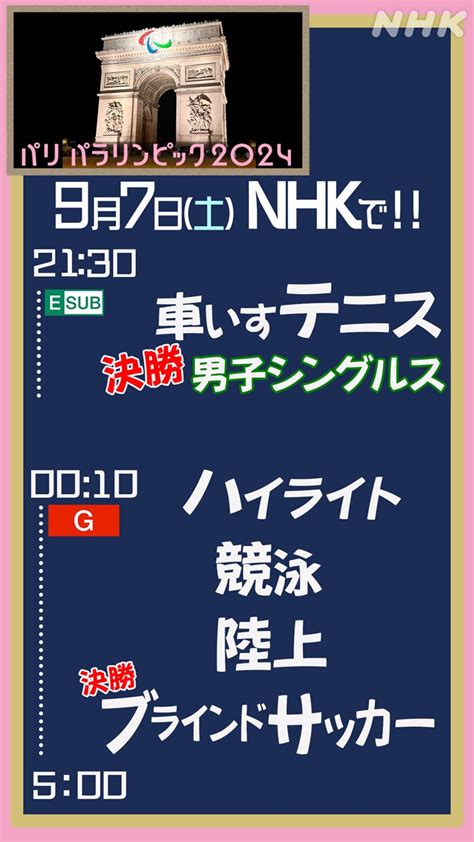 おもな中継予定 パリパラリンピック2024 .